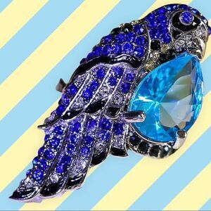 ART DECO AQUAMARINE PARROT COCKTAIL RING SIZE 10 RARE!